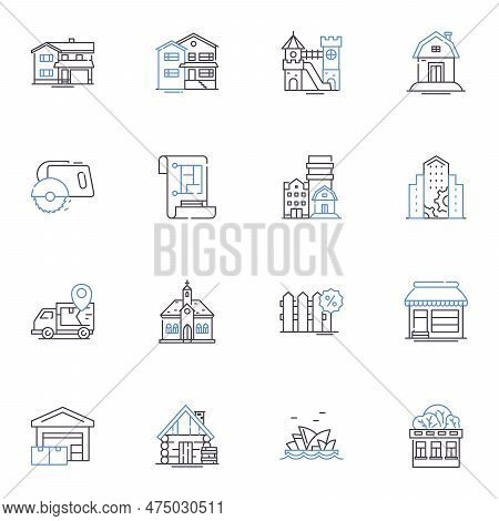Property Search Engines Line Icons Collection. Listings, Filters, Properties, Search, Real Estate, H