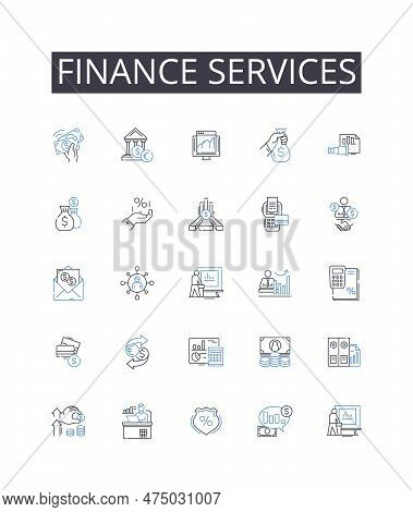 Finance Services Line Icons Collection. Banking, Investment, Accounting, Wealth Management, Asset Ma