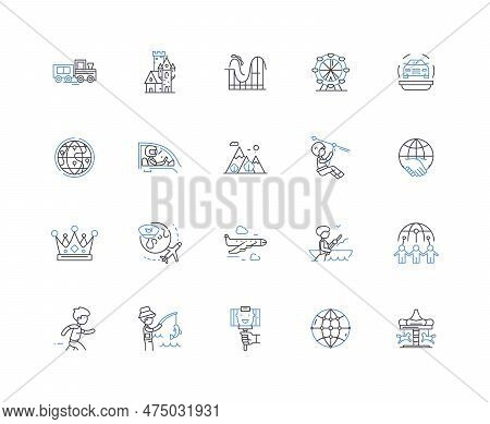 Pilgrimage Line Icons Collection. Spiritual, Journey, Sacred, Tradition, Devotion, Faith, Holy Vecto