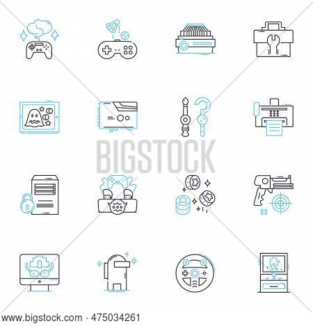 Movie Genres Linear Icons Set. Action, Adventure, Comedy, Crime, Drama, Fantasy, Historical Line Vec