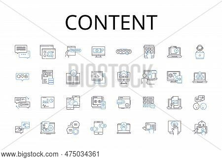 Content Line Icons Collection. Substance, Material, Information, Subject Matter, Topic, Theme, Messa