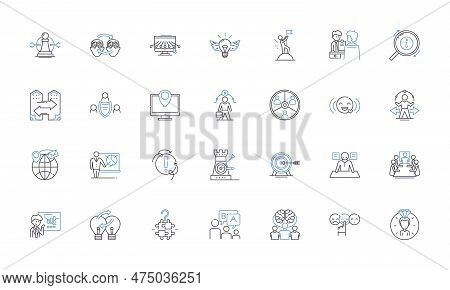 Establishment Advancement Line Icons Collection. Innovation, Growth, Expansion, Progress, Improvemen