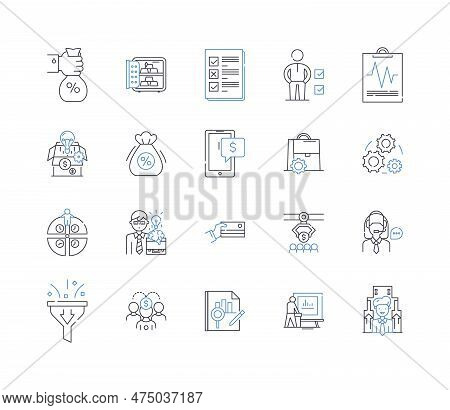Financial Analysis Line Icons Collection. Profitability, Liquidity, Solvency, Efficiency, Risk, Benc