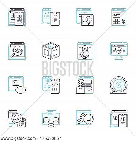 Developer Linear Icons Set. Code, Debug, Build, Design, Innovate, Program, Collaborate Line Vector A