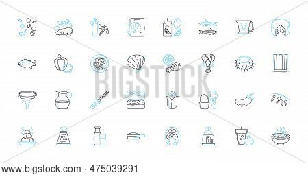 Juice Bar Linear Icons Set. Smoothies, Fresh, Cleanse, Juices, Health, Fuel, Detox Line Vector And C