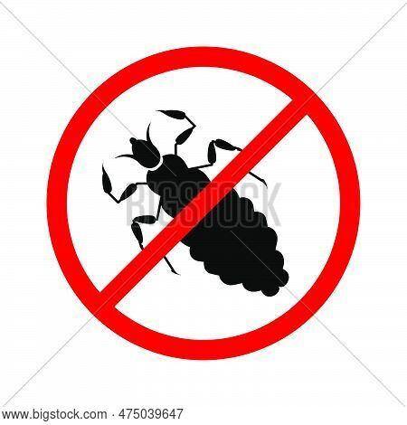 No Louse Icon, Lice Free Icon, Anti Lice, Wingless Insect Vector Illustration On White Background..e