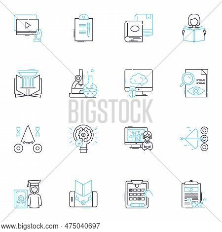 Trade School Linear Icons Set. Apprenticeship, Skills, Certification, Vocational, Learning, Training
