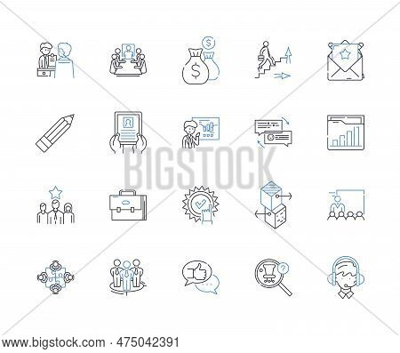 Workforce Optimization Line Icons Collection. Efficiency, Streamlining, Productivity, Performance, O