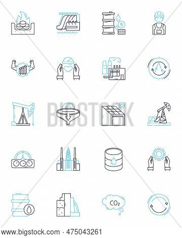 Advanced Manufacturing Linear Icons Set. Automation, Robotics, Precision, Efficiency, D Printing, Na