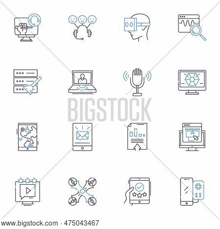 Telecommunications Line Icons Collection. Connectivity, Fibre, Bandwidth, Spectrum, Broadband, Nerk,
