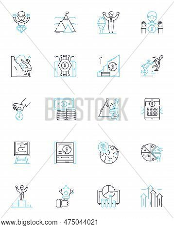 Productivity Metrics Linear Icons Set. Efficiency, Outputs, Metrics, Results, Performance, Kpis, Goa