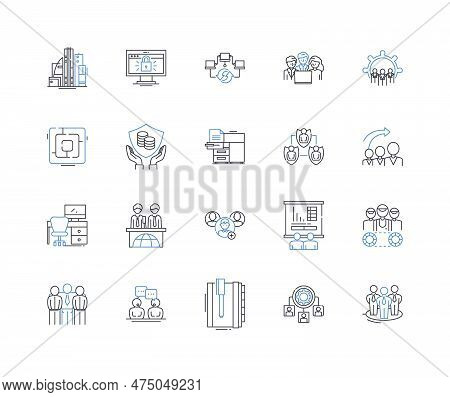 Enterprise Powwow Line Icons Collection. Collaboration, Nerking, Diversity, Productivity, Empowermen