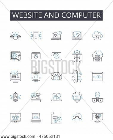 Website And Computer Line Icons Collection. Website, Webpage, Online Platform, Internet Site, Virtua