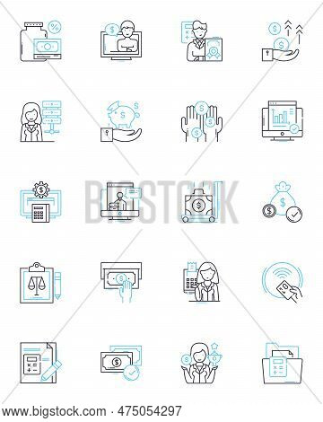 Cloud Computing And Storage Linear Icons Set. Virtualization, Scalability, Accessibility, Mobility, 