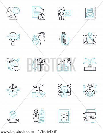 Linked Groups Linear Icons Set. Nerking, Collaboration, Professionalism, Engagement, Community, Conn