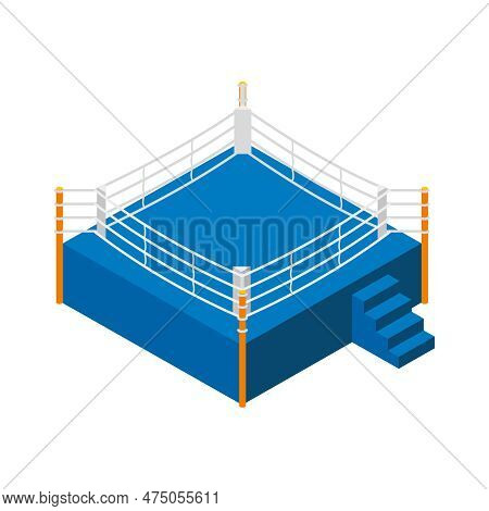 Isometric Empty Blue Boxing Ring Icon 3d Vector Illustration