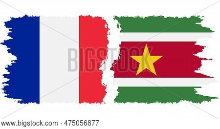 Suriname And France Grunge Flags Connection, Vector