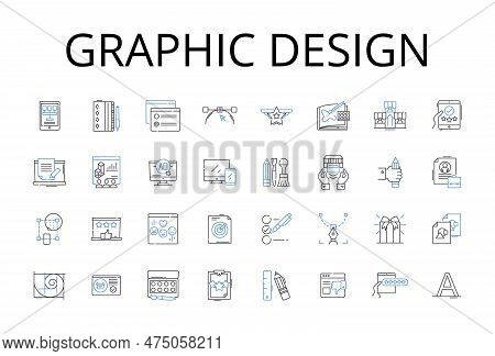 Graphic Design Line Icons Collection. Web Development, Game Design, Brand Management, Digital Art, S