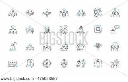 Firm Establishment Line Icons Collection. Stability, Consistency, Permanence, Durability, Security, 
