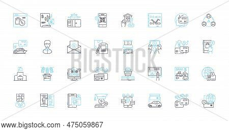 Small Business Loans Linear Icons Set. Funding, Capital, Finance, Credit, Lending, Borrowing, Invest