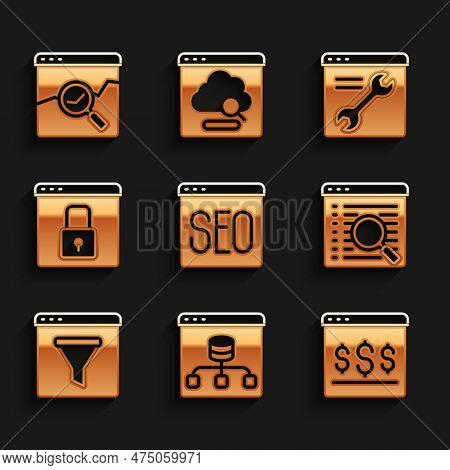 Set Seo Optimization, Server, Data, Online Shopping Screen, Search Engine, Browser Window, Secure Yo