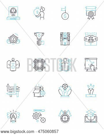 Job Progression Linear Icons Set. Advancement, Career, Development, Evolution, Growth, Improvement, 