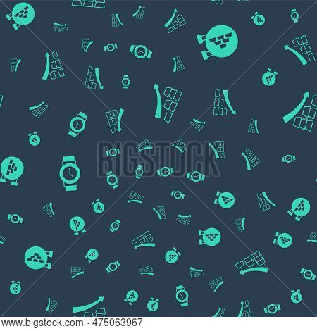 Set Growth Arrow With Gold Bars, Jewelry Store, Wrist Watch And Falling On Seamless Pattern. Vector