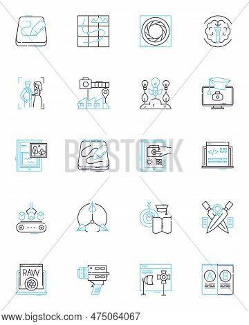 Sculpture Linear Icons Set. Form, Shape, Composition, Texture, Material, Carving, Modeling Line Vect