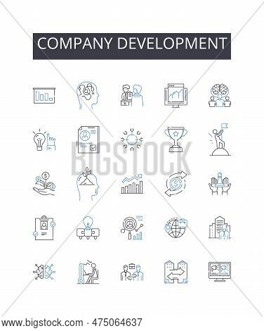Company Development Line Icons Collection. Business Growth, Corporate Expansion, Enterprise Advancem