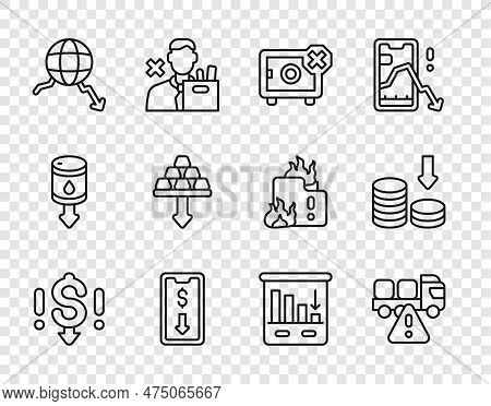 Set Line Dollar Rate Decrease, Stop Delivery Cargo Truck, Safe, Mobile Stock Trading, Global Economi