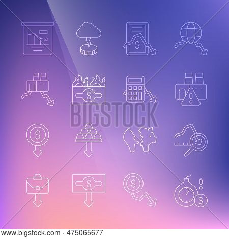 Set Line Money Bomb Dollar Crisis, Global Economic, Shutdown Of Factory, Mobile Stock Trading, Burni