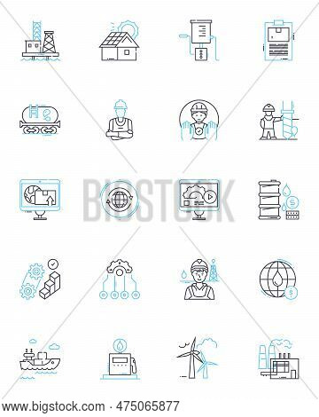 Production Linear Icons Set. Manufacturing, Assembly, Fabrication, Construction, Creation, Developme