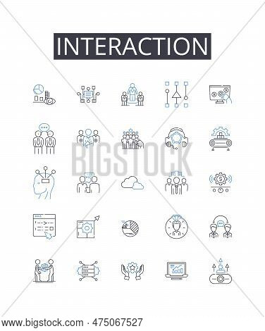 Interaction Line Icons Collection. Communication, Collaboration, Connection, Engagement, Participati