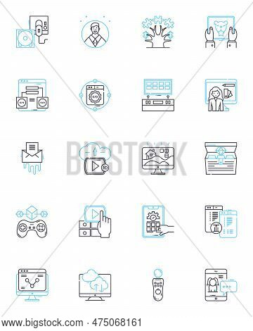 Digital Age Linear Icons Set. Disruption, Innovation, Connectivity, Progress, Advancement, Automatio