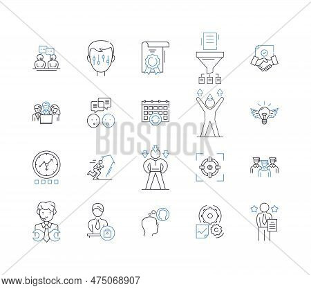Information Desk Line Icons Collection. Assistance, Guidance, Directions, Support, Help, Information