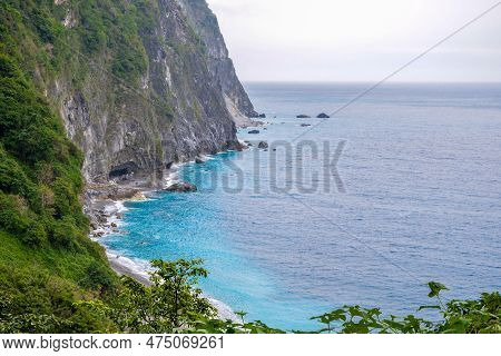 Ch'ing-shui Cliff (qingshui Cliff) Scenic Area And Coastal Cliffs In Taiwan With Turquoise And Emera