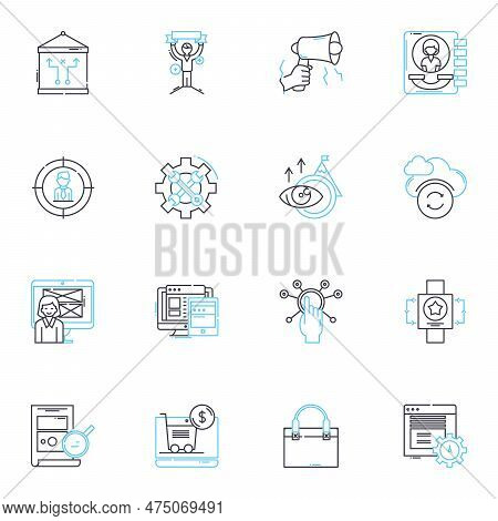 Publicity Stunts Linear Icons Set. Viral, Eye-catching, Memorable, Creative, Bold, Attention-grabbin