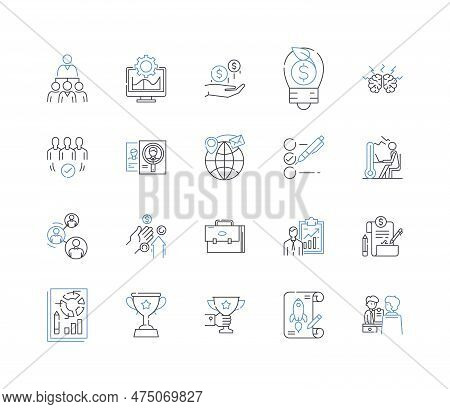 Venture Upswing Line Icons Collection. Growth, Expansion, Momentum, Rise, Advancement, Progress, Acc
