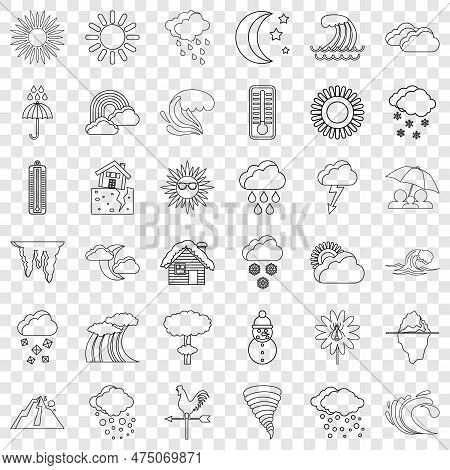 Weathercock Icons Set. Outline Style Of 36 Weathercock Icons For Web For Any Design