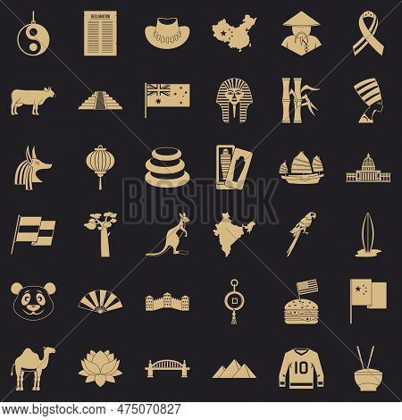 World Icons Set. Simple Style Of 36 World Icons For Web For Any Design
