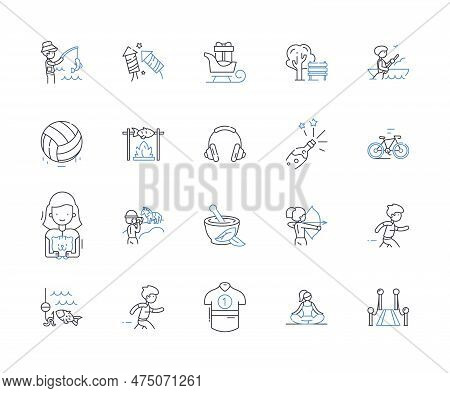 Tourist Industry Line Icons Collection. Vacation, Travel, Hospitality, Adventure, Tourism, Sightseei