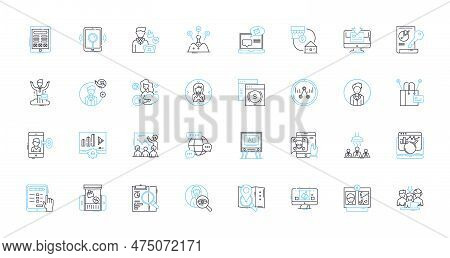 Communication Strategy Linear Icons Set. Target, Message, Audience, Plan, Brand, Channel, Objectives