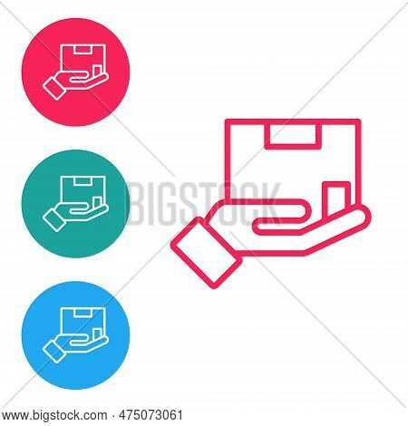 Red Line Delivery Insurance Icon Isolated On White Background. Insured Cardboard Boxes Beyond The Sh