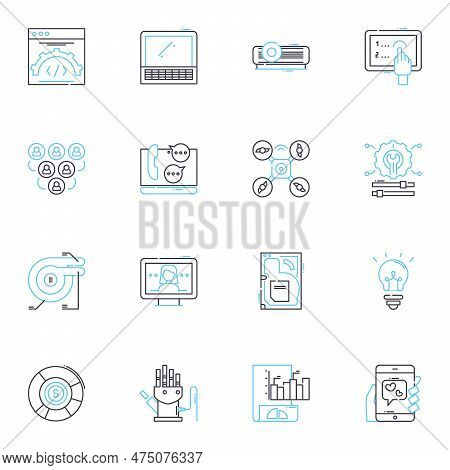 Electronic Commerce Linear Icons Set. Online, Transaction, Digital, Marketplace, Internet, Shopping,