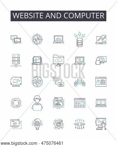 Website And Computer Line Icons Collection. Website, Webpage, Online Platform, Internet Site, Virtua