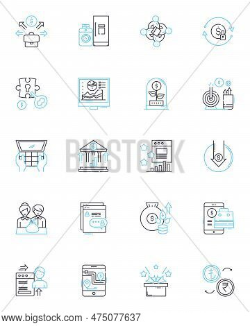 Cash Linear Icons Set. My, Currency, Funds, Wealth, Income, Payment, Finances Line Vector And Concep