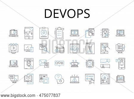 Devops Line Icons Collection. Agile Development, Cloud Computing, Digital Transformation, Continuous
