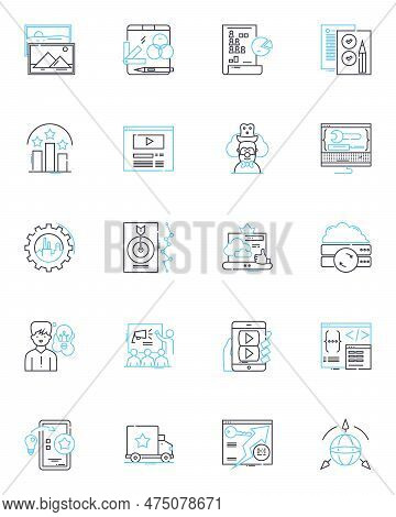 Public Relations Firm Linear Icons Set. Communication, Reputation, Strategy, Media, Crisis, Branding