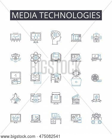 Media Technologies Line Icons Collection. Digital Devices, Information Systems, Communication Tools,