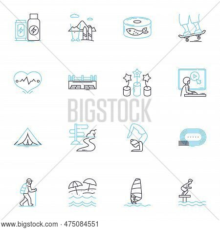 Historical Tours Linear Icons Set. Heritage, Antiquity, Monuments, Culture, Landmarks, Archaeology, 